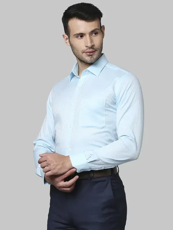 Men Green Contemporary Fit Structure Cotton Full Sleeve Shirts - Image 3