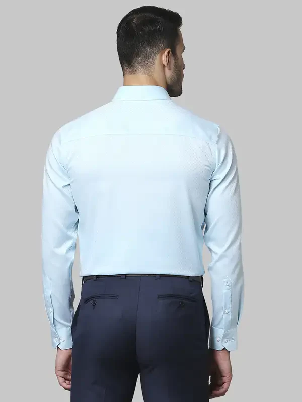 Men Green Contemporary Fit Structure Cotton Full Sleeve Shirts - Image 4