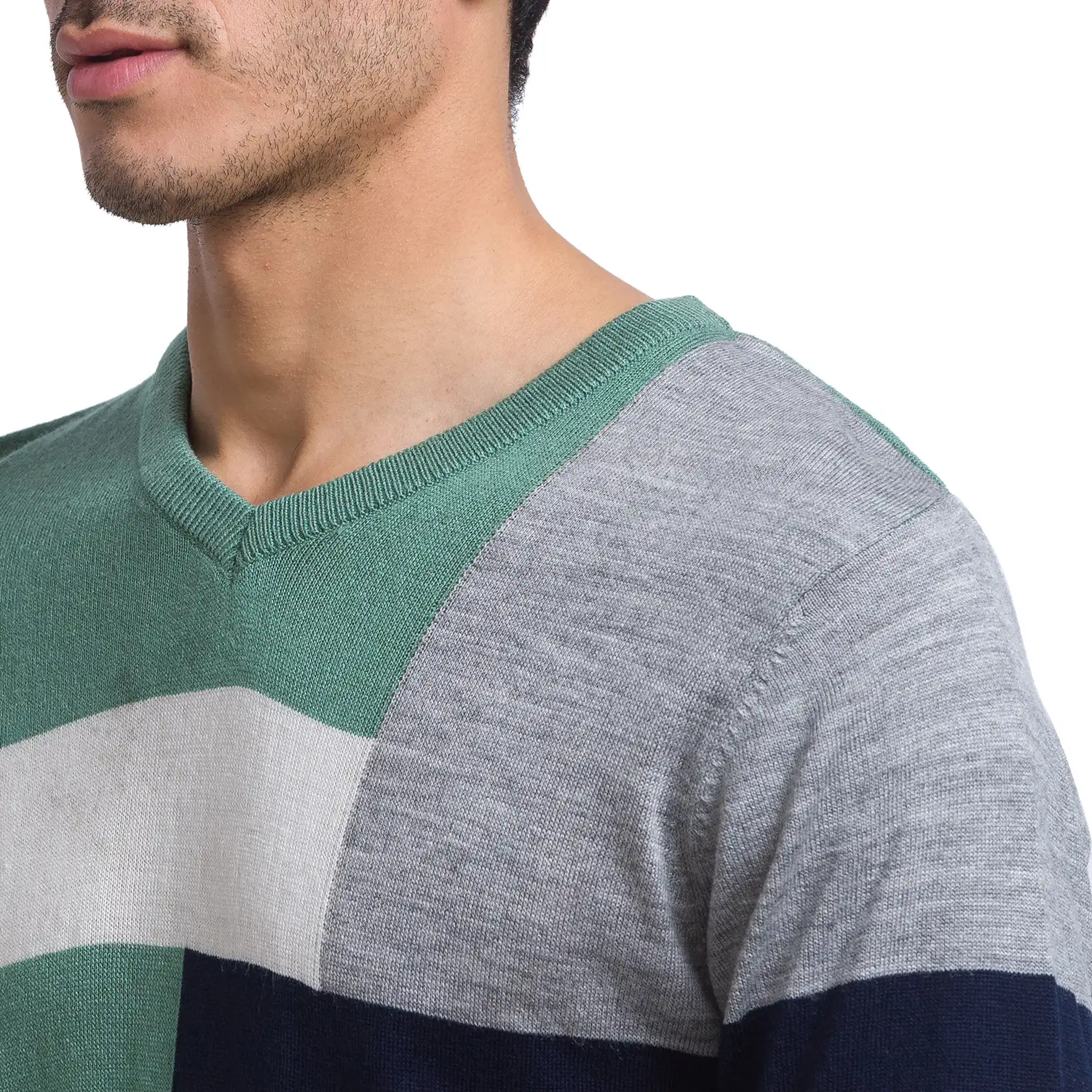 Men Green Intarsia Acrylic Full Sleeve Sweaters - Image 6