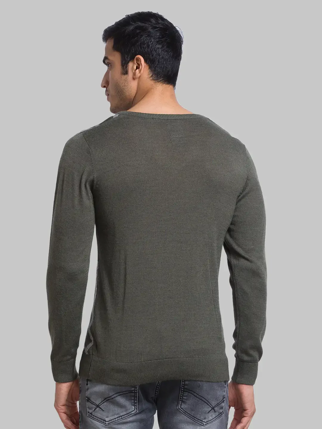 Men Green Jacquard Acrylic Blend Full Sleeve Sweaters - Image 4