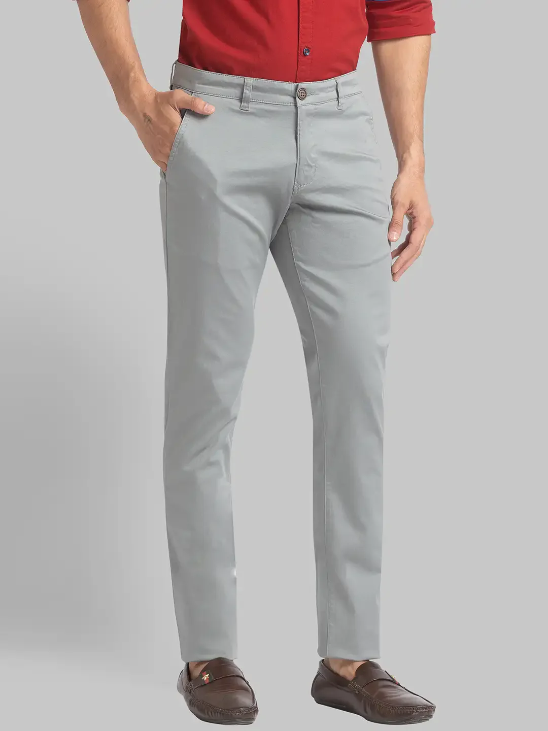 Men Green Lrt Fit Dobby Cotton Blend Trouser - Image 2