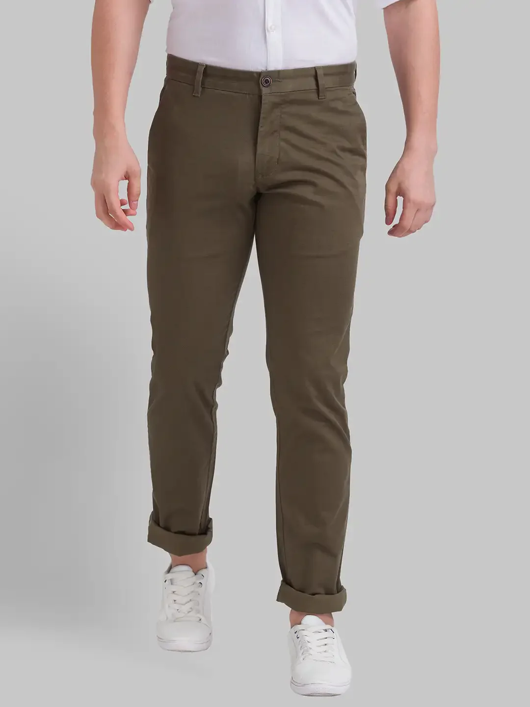 Men Green Lrt Fit Print Cotton Blend Trouser