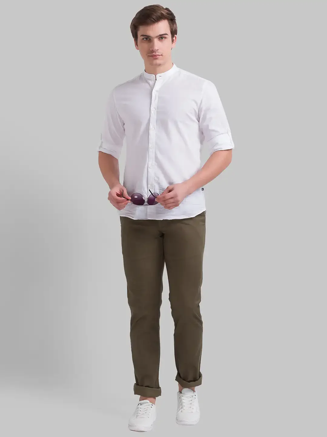 Men Green Lrt Fit Print Cotton Blend Trouser - Image 5