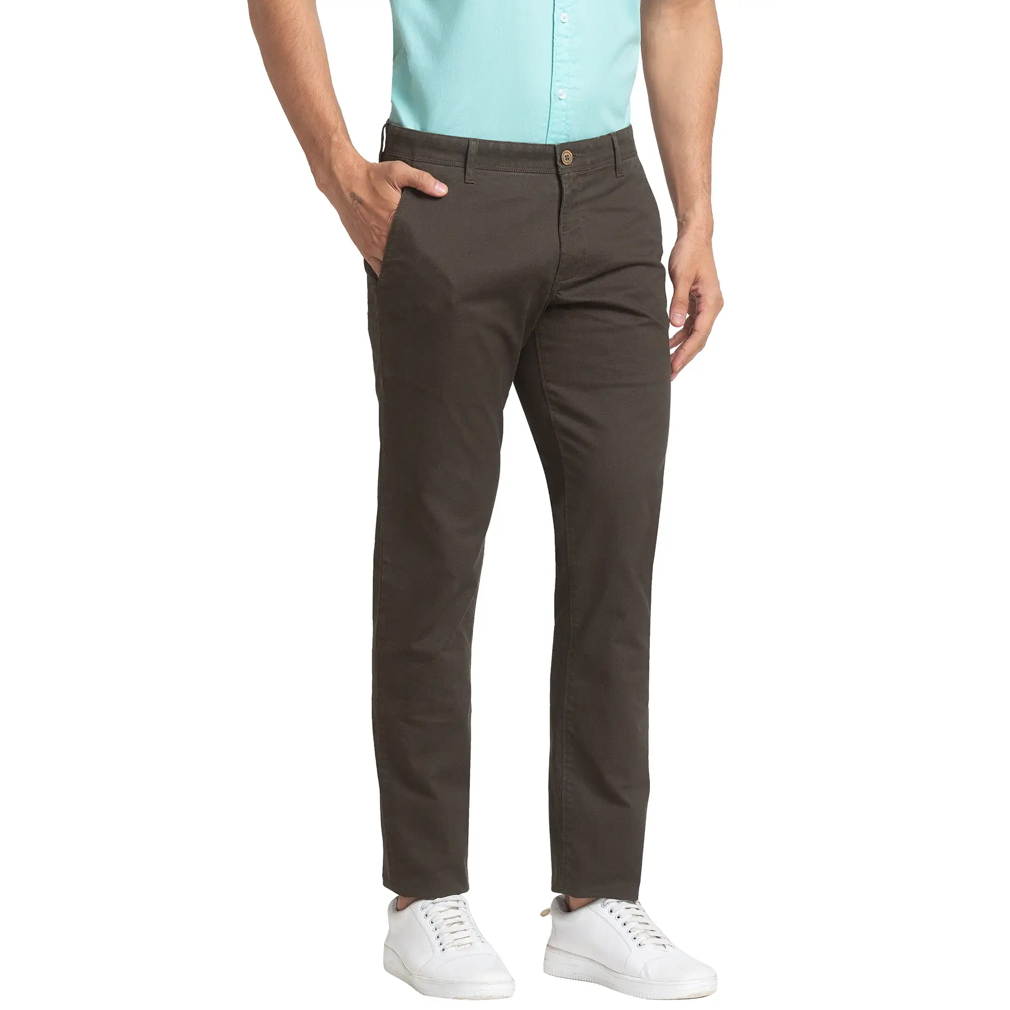 Men Green Lrt Fit Print Cotton Blend Trouser - Image 2