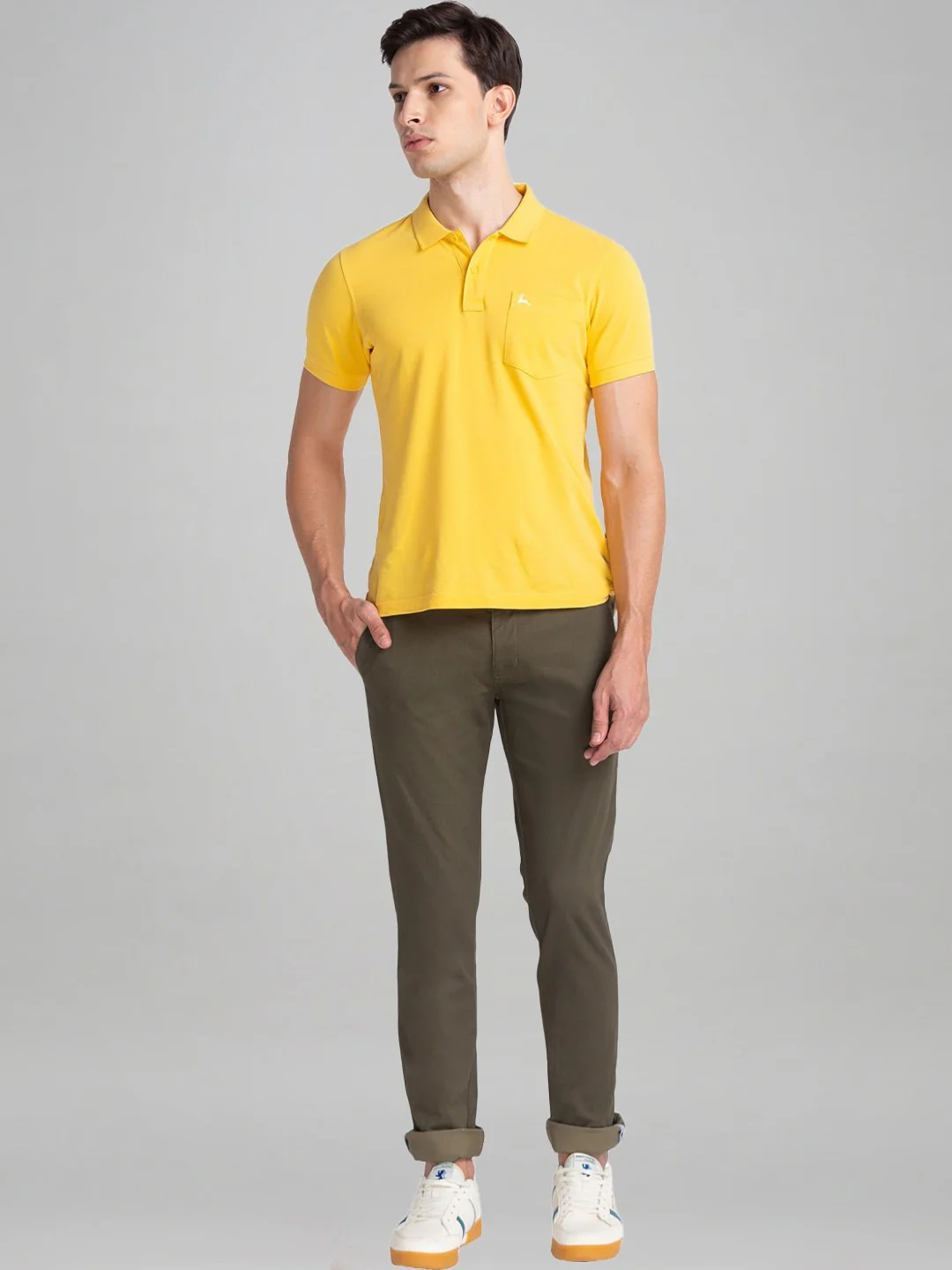 Men Green Lrt Fit Print Cotton Blend Trouser