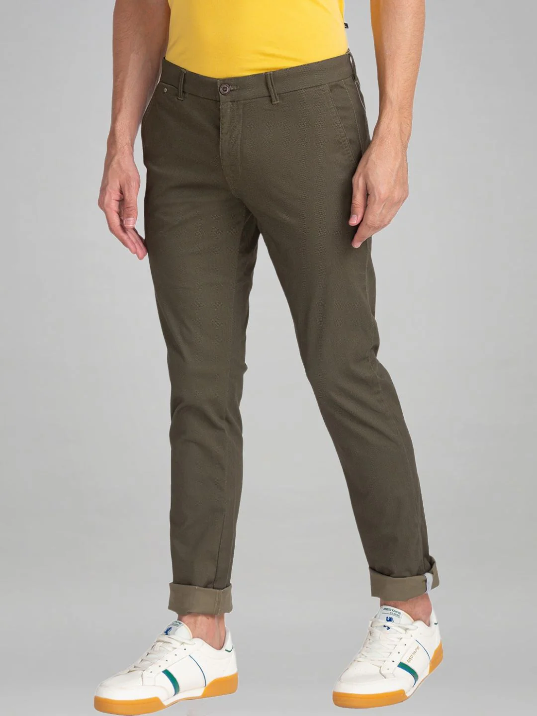 Men Green Lrt Fit Print Cotton Blend Trouser - Image 5
