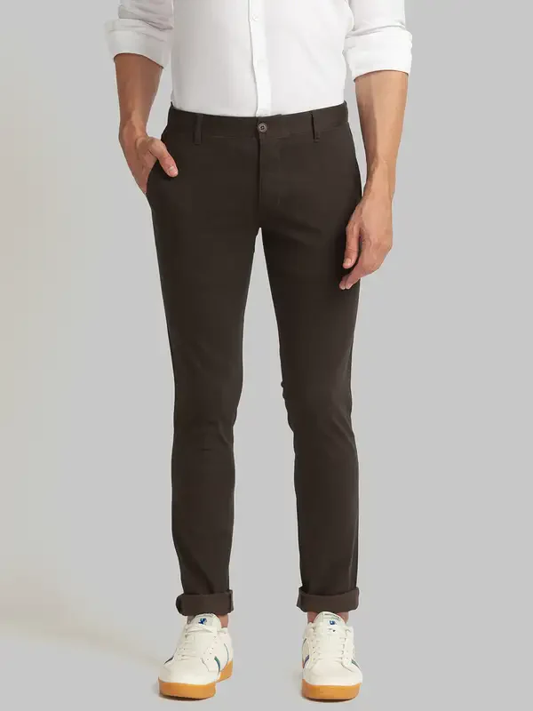 Men Green Lrt Fit Print Cotton Blend Trouser