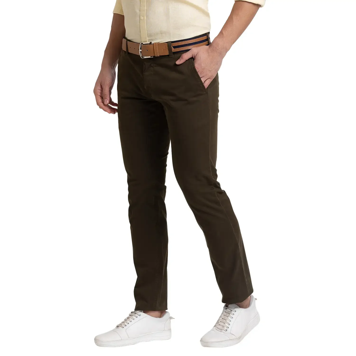 Men Green Lrt Fit Rfd Cotton Blend Trouser - Image 3