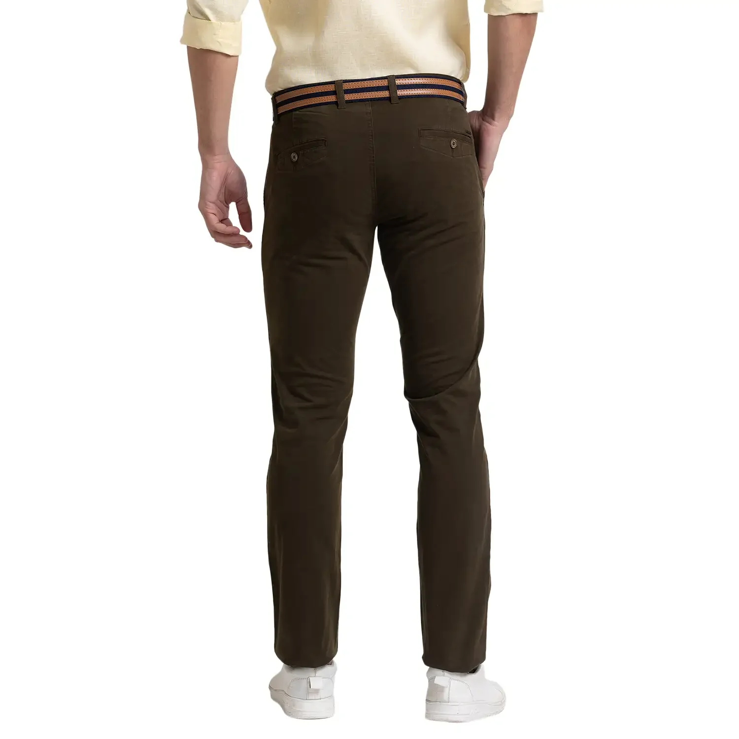 Men Green Lrt Fit Rfd Cotton Blend Trouser - Image 4