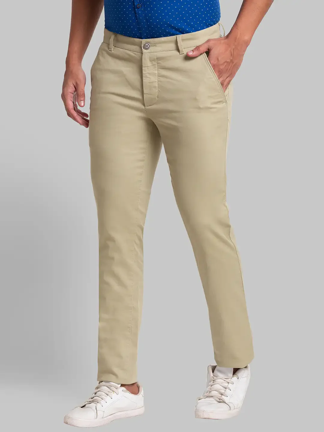 Men Green Lrt Fit Solid Cotton Blend Trouser - Image 3