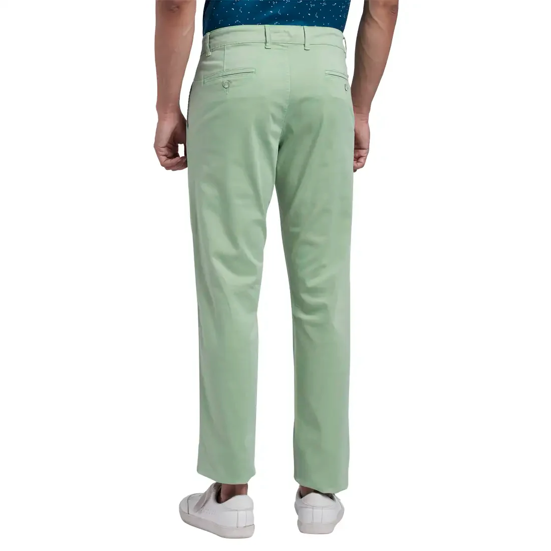 Men Green Lrt Fit Solid Cotton Blend Trouser - Image 4
