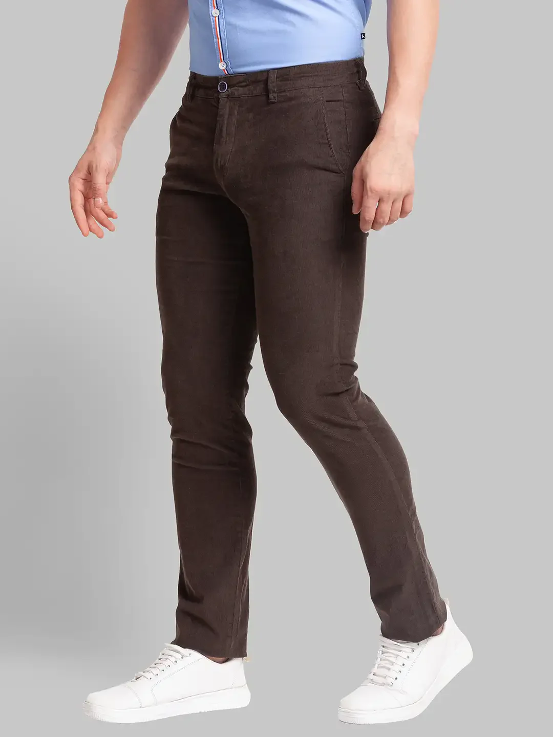 Men Green Lrt Fit Solid Cotton Blend Trouser - Image 3