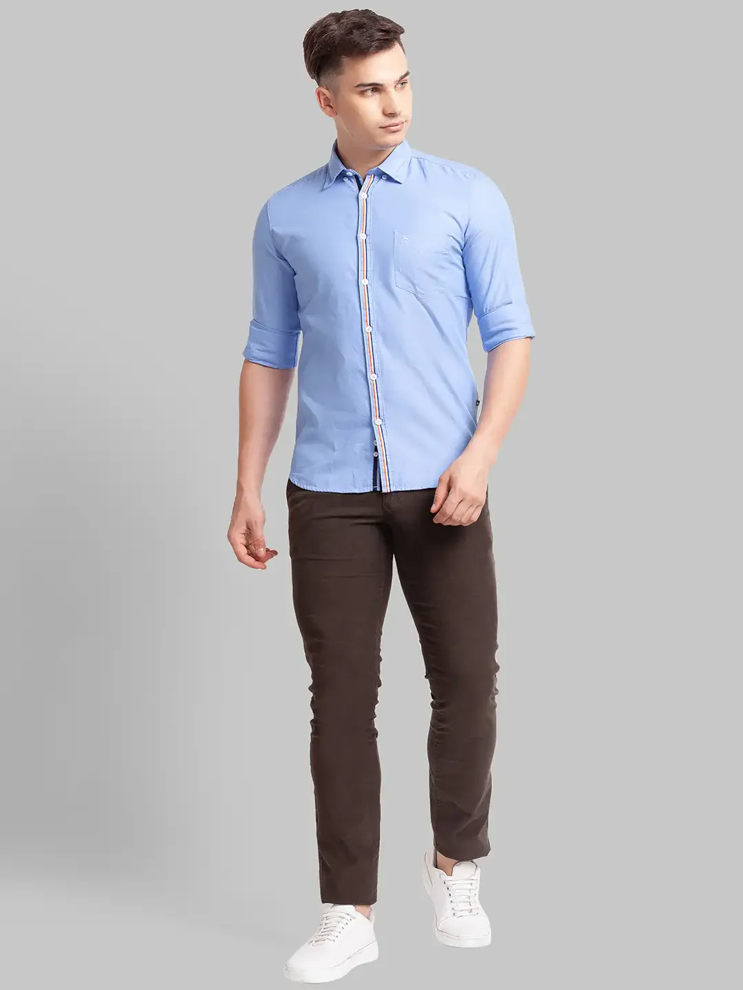 Men Green Lrt Fit Solid Cotton Blend Trouser - Image 5