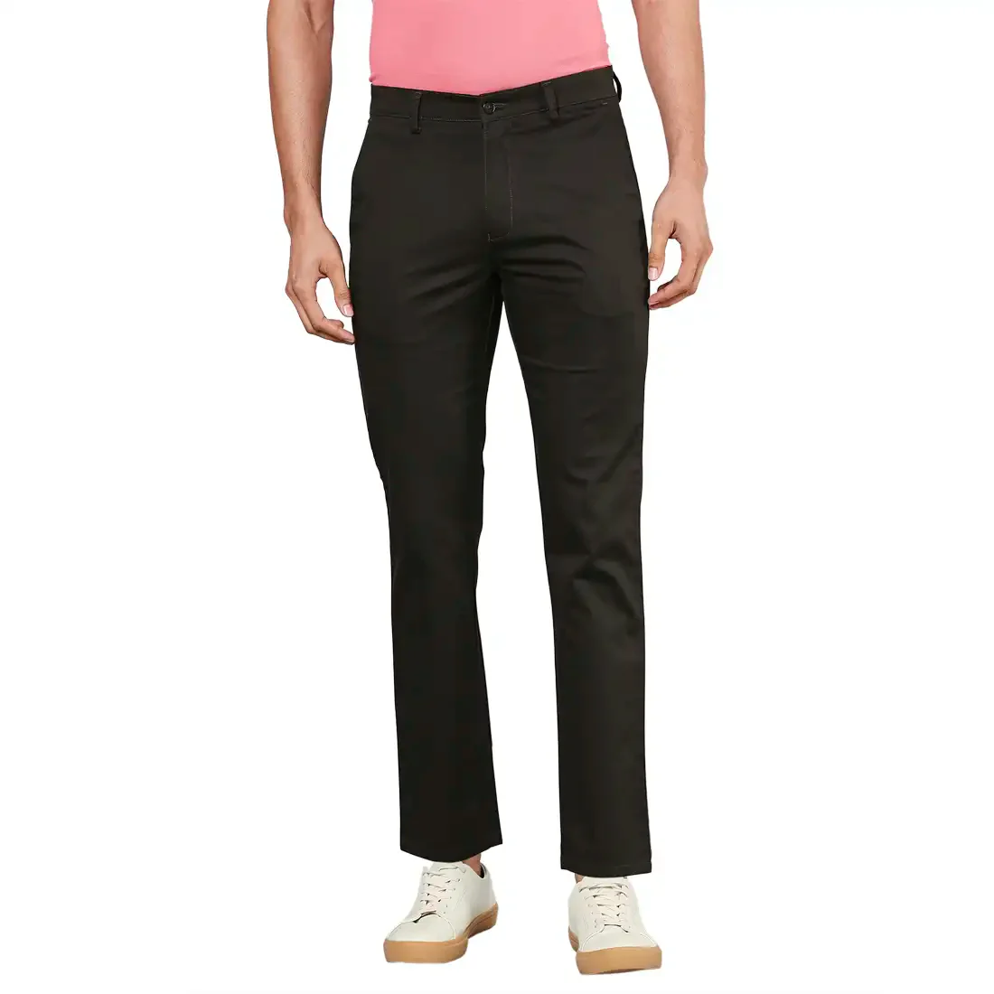 Men Green Neo Classic Fit Solid Cotton Blend Trouser