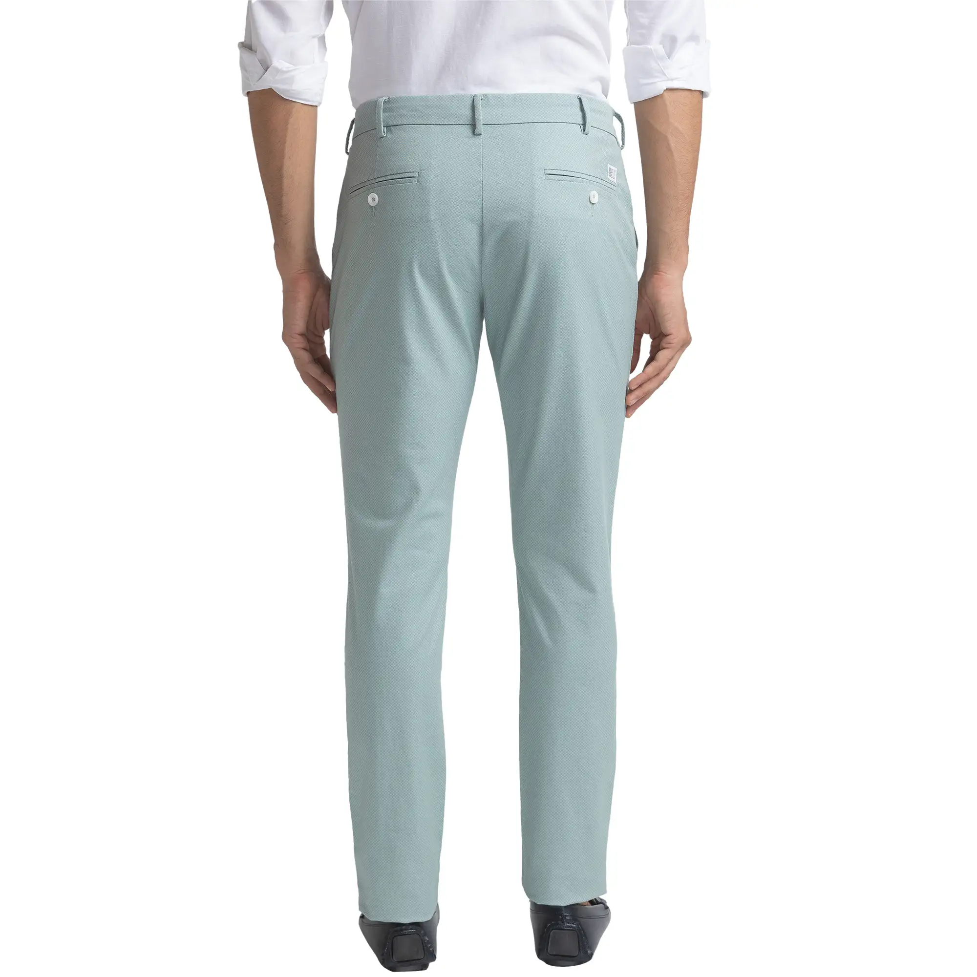 Men Green Nuvo Fit Print Cotton Blend Trouser - Image 4