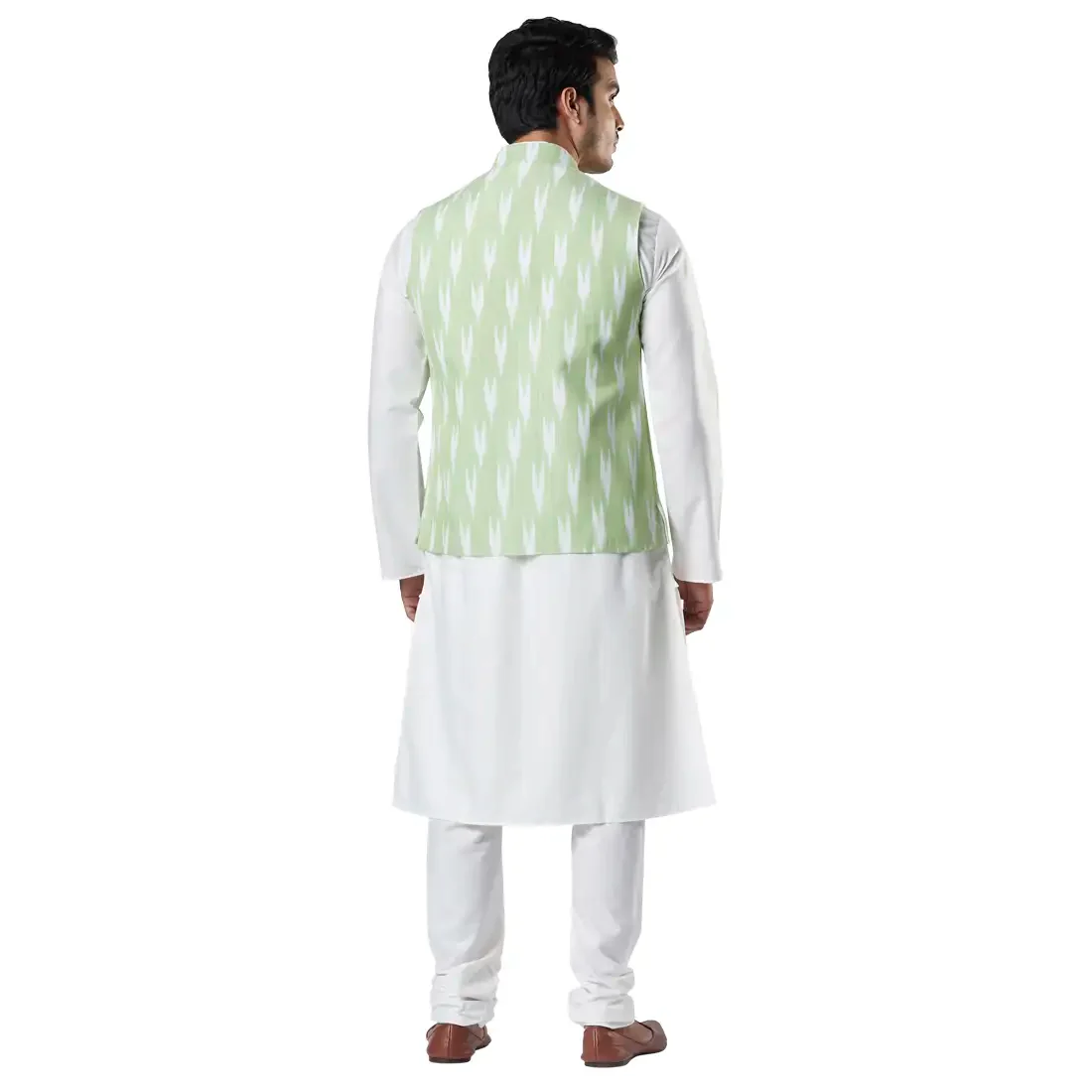 Men Green Polyester Blend Kurta - Image 10