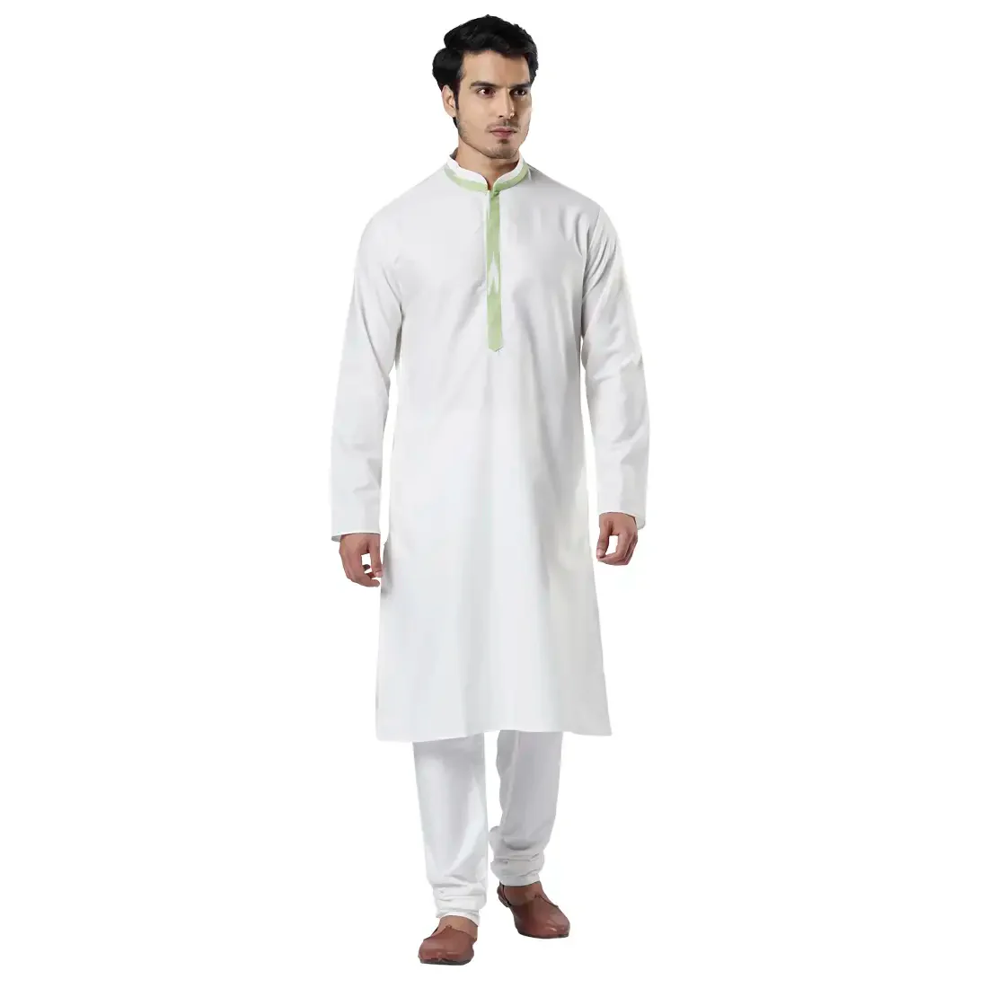 Men Green Polyester Blend Kurta - Image 14