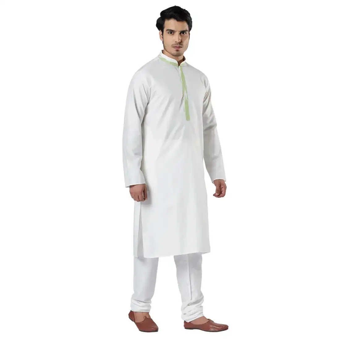 Men Green Polyester Blend Kurta - Image 15