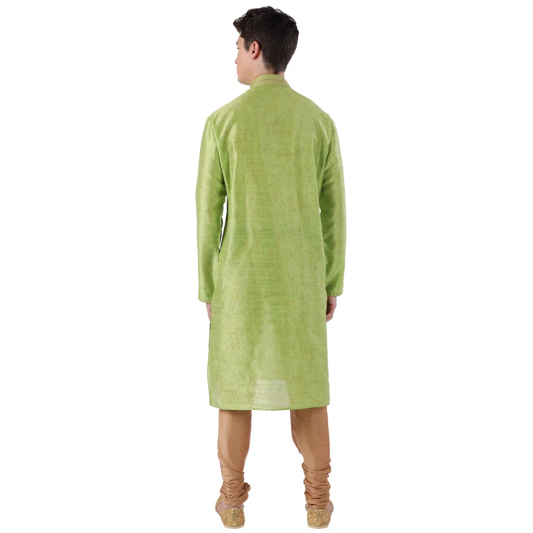 Men Green Polyester Blend Kurta - Image 4