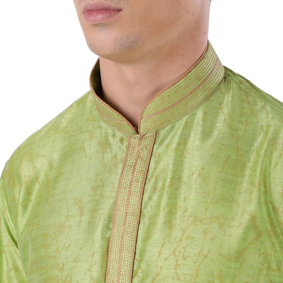 Men Green Polyester Blend Kurta - Image 5