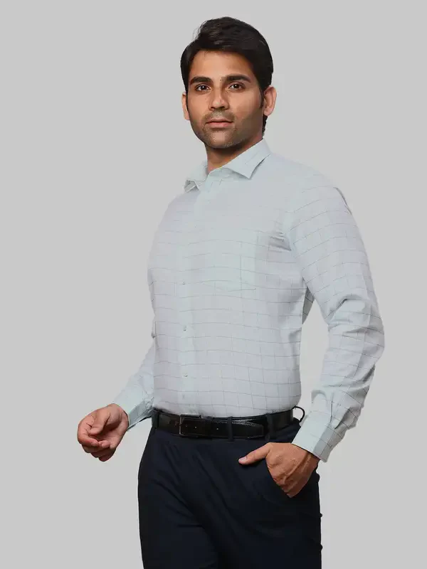 Men Green Regular Fit Checks Cotton Full Sleeve Shirts - Image 3