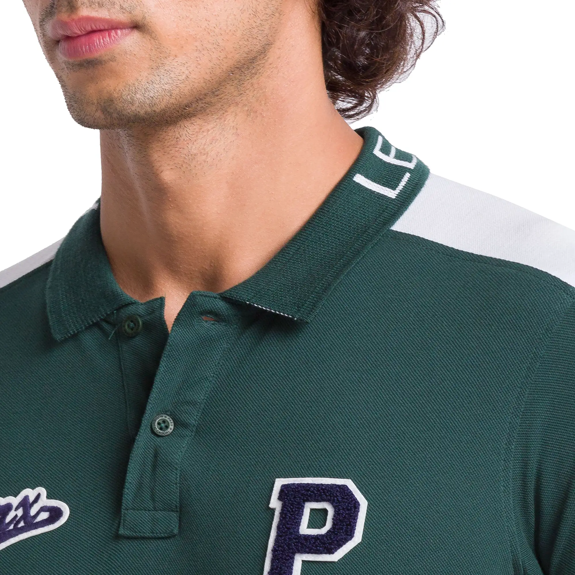 Men Green Regular Fit Cut & Sew Cotton Round Neck Collar Polo T-Shirt - Image 6