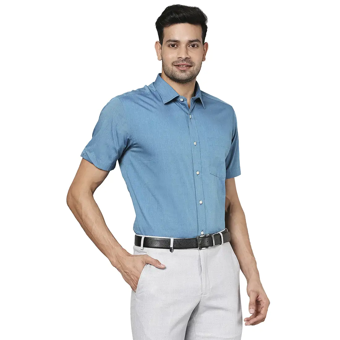 Men Green Regular Fit Fil-A-Fil Cotton Full Sleeve Shirts - Image 2