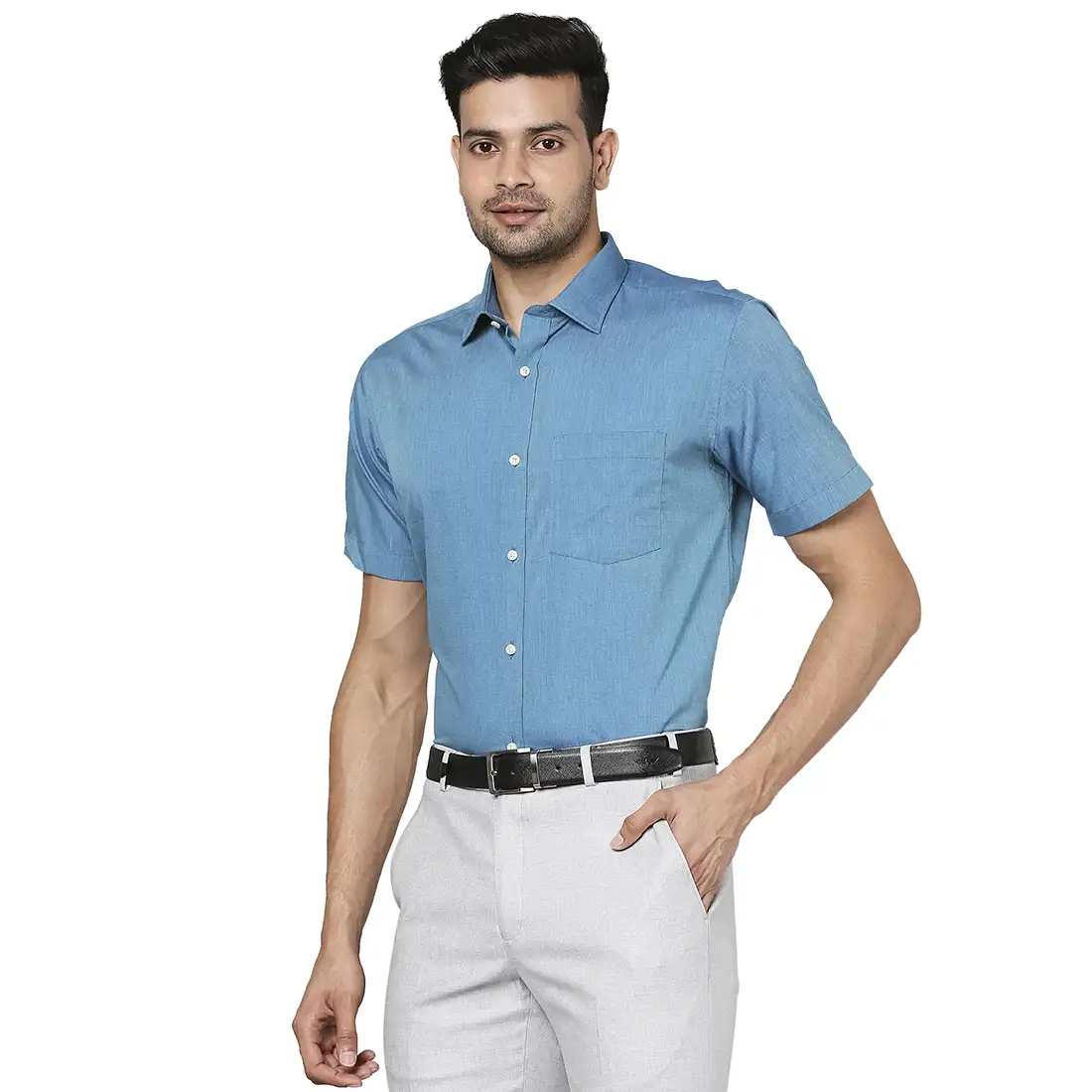 Men Green Regular Fit Fil-A-Fil Cotton Full Sleeve Shirts - Image 3