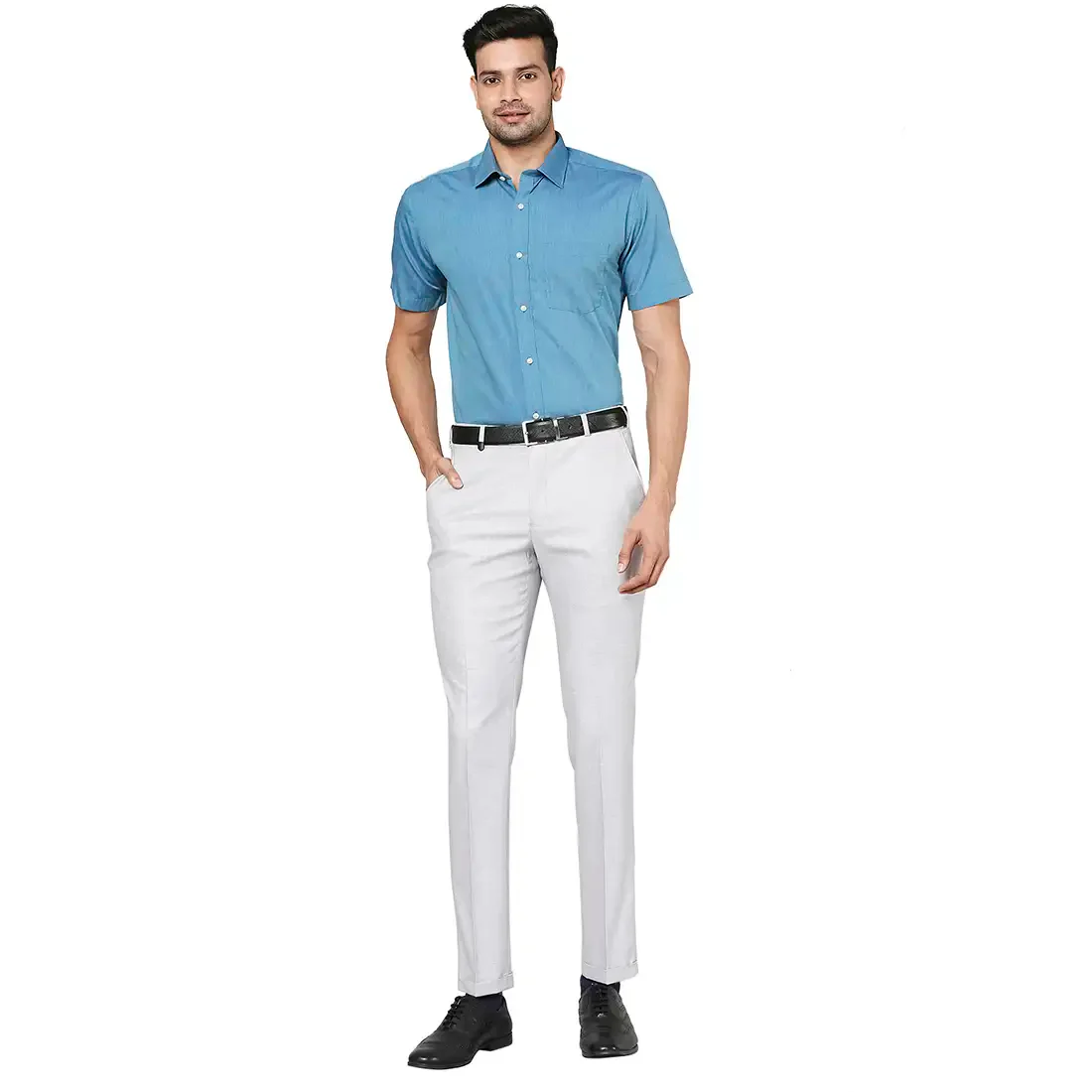 Men Green Regular Fit Fil-A-Fil Cotton Full Sleeve Shirts - Image 5