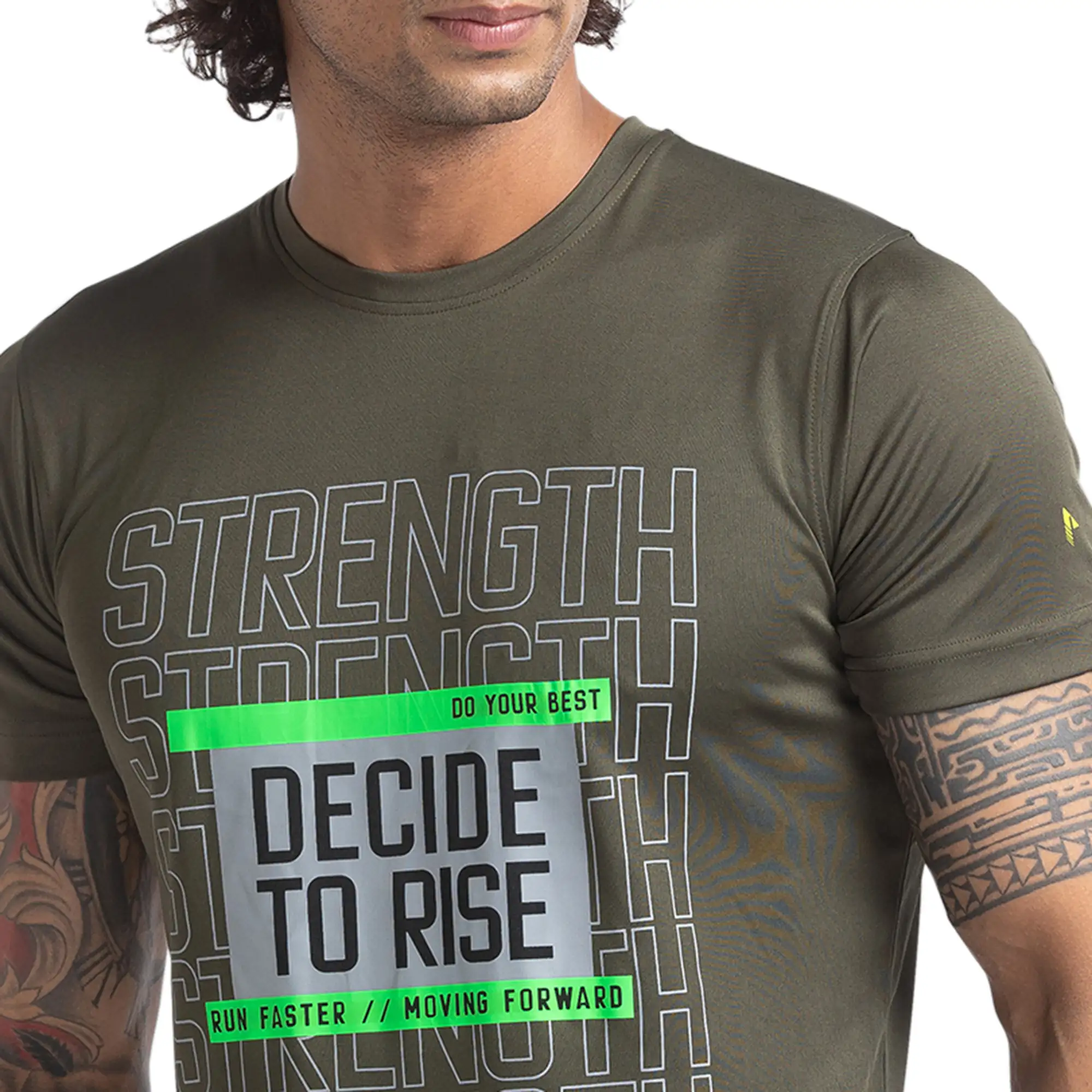 Men Green Regular Fit Graphic Polyester T-Shirt - Image 6