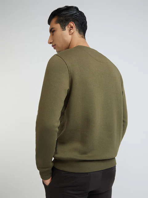 Men Green Regular Fit Print Cotton Polyester Blend Sweatshirts - Image 4