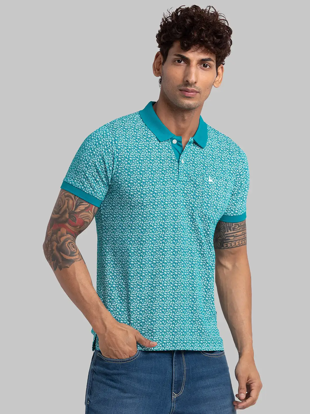 Men Green Regular Fit Print Cotton T-Shirt - Image 2
