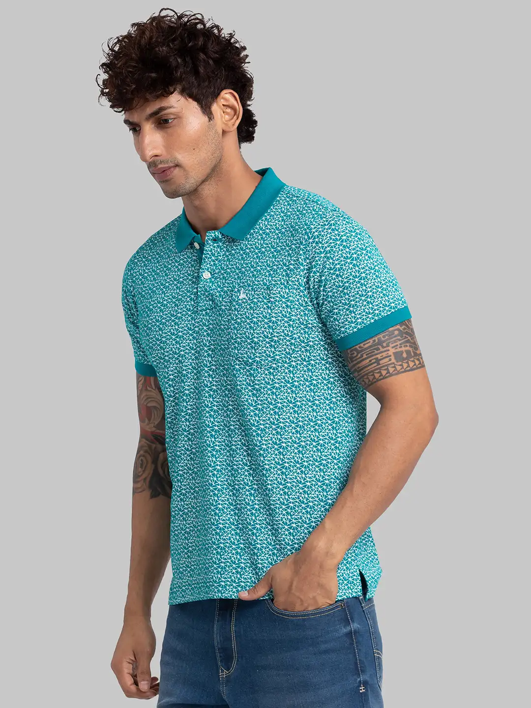 Men Green Regular Fit Print Cotton T-Shirt - Image 3