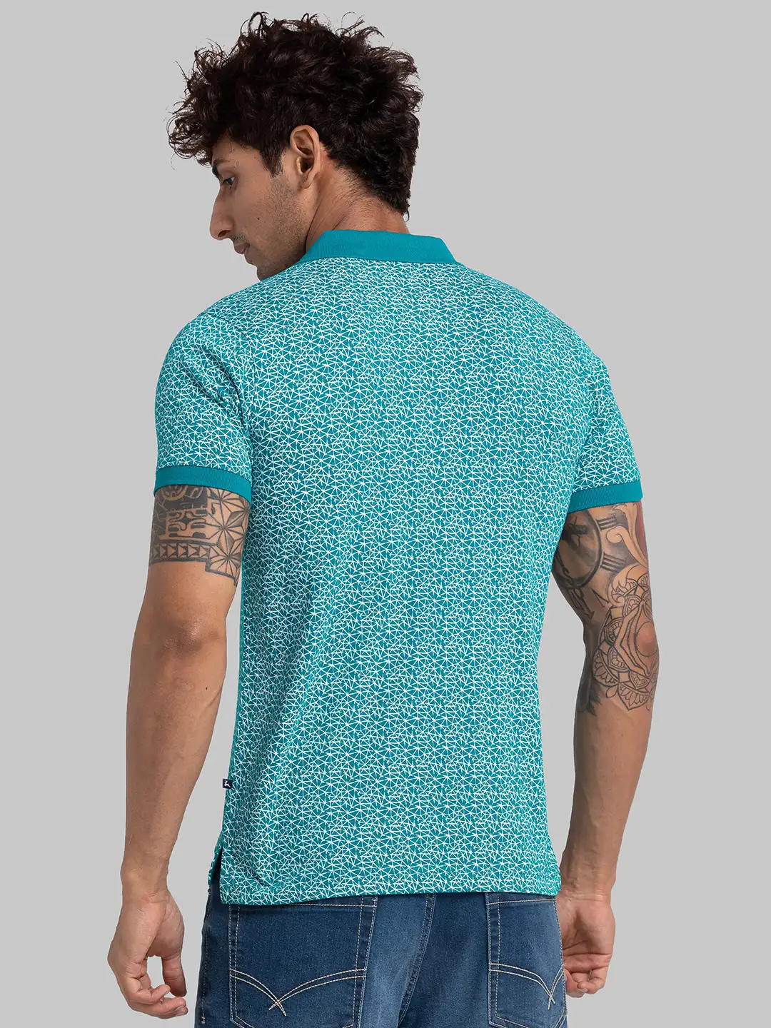 Men Green Regular Fit Print Cotton T-Shirt - Image 4
