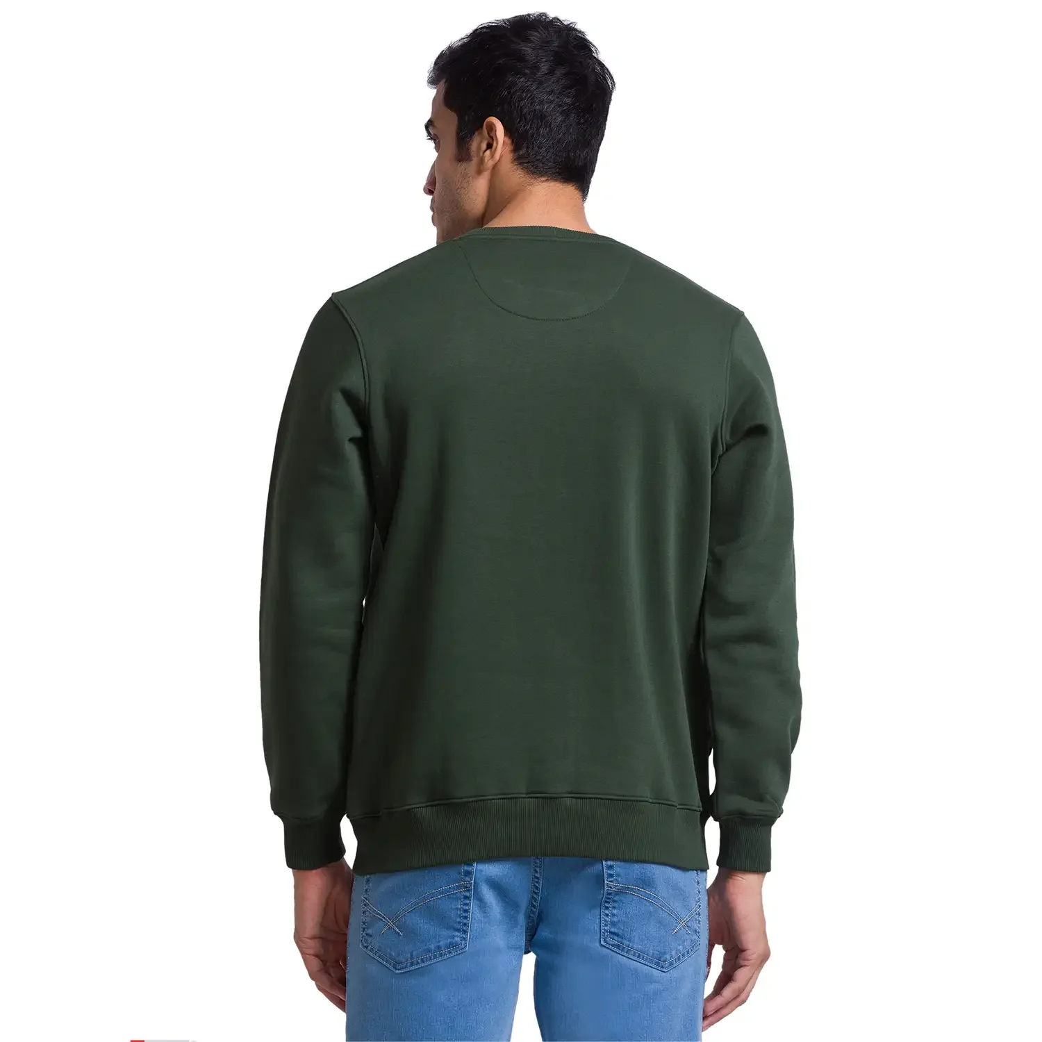 Men Green Regular Fit Solid Cotton Polyester Blend Round Collar Sweatshirts - Image 4