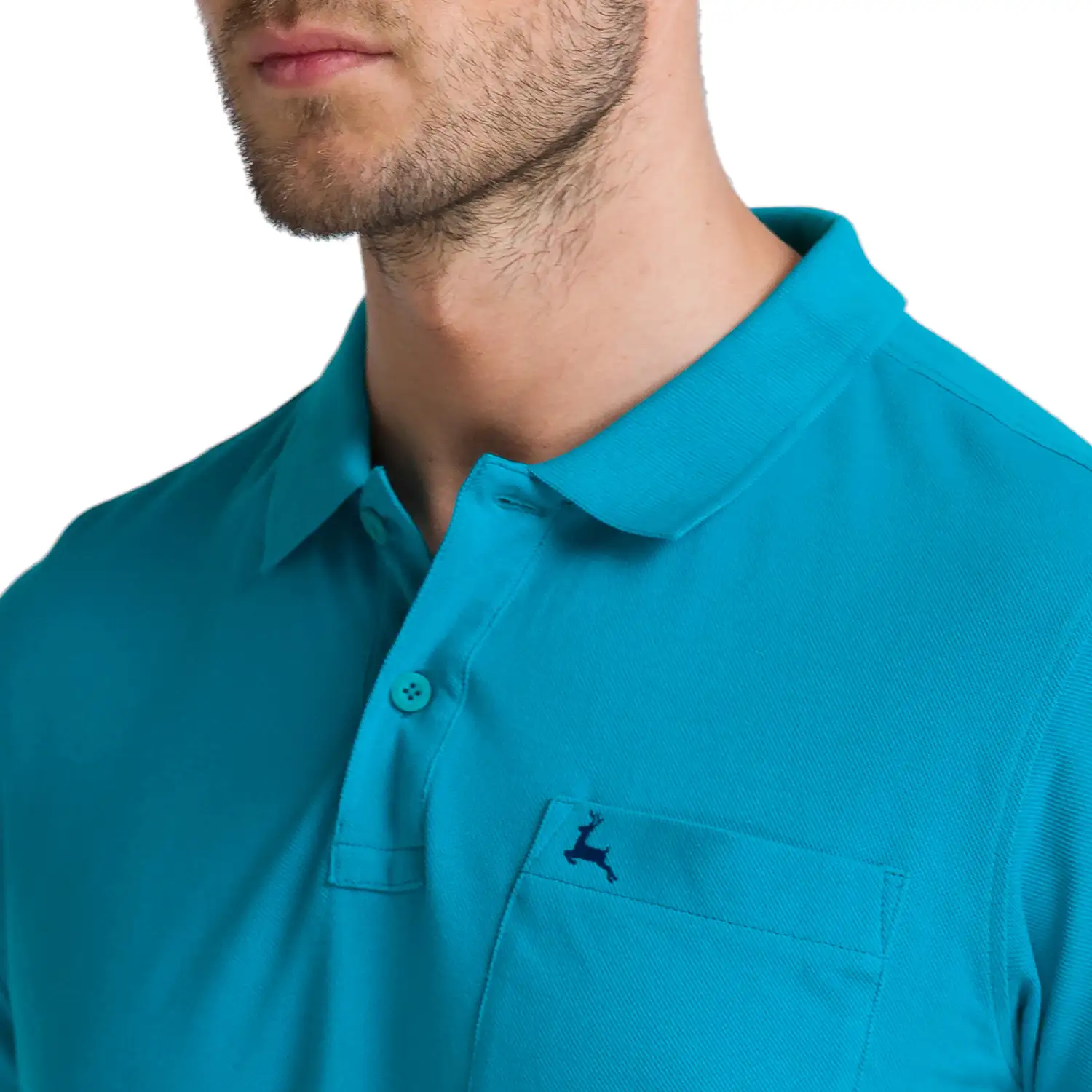 Men Green Regular Fit Solid Cotton Round Neck Collar Polo T-Shirt - Image 6