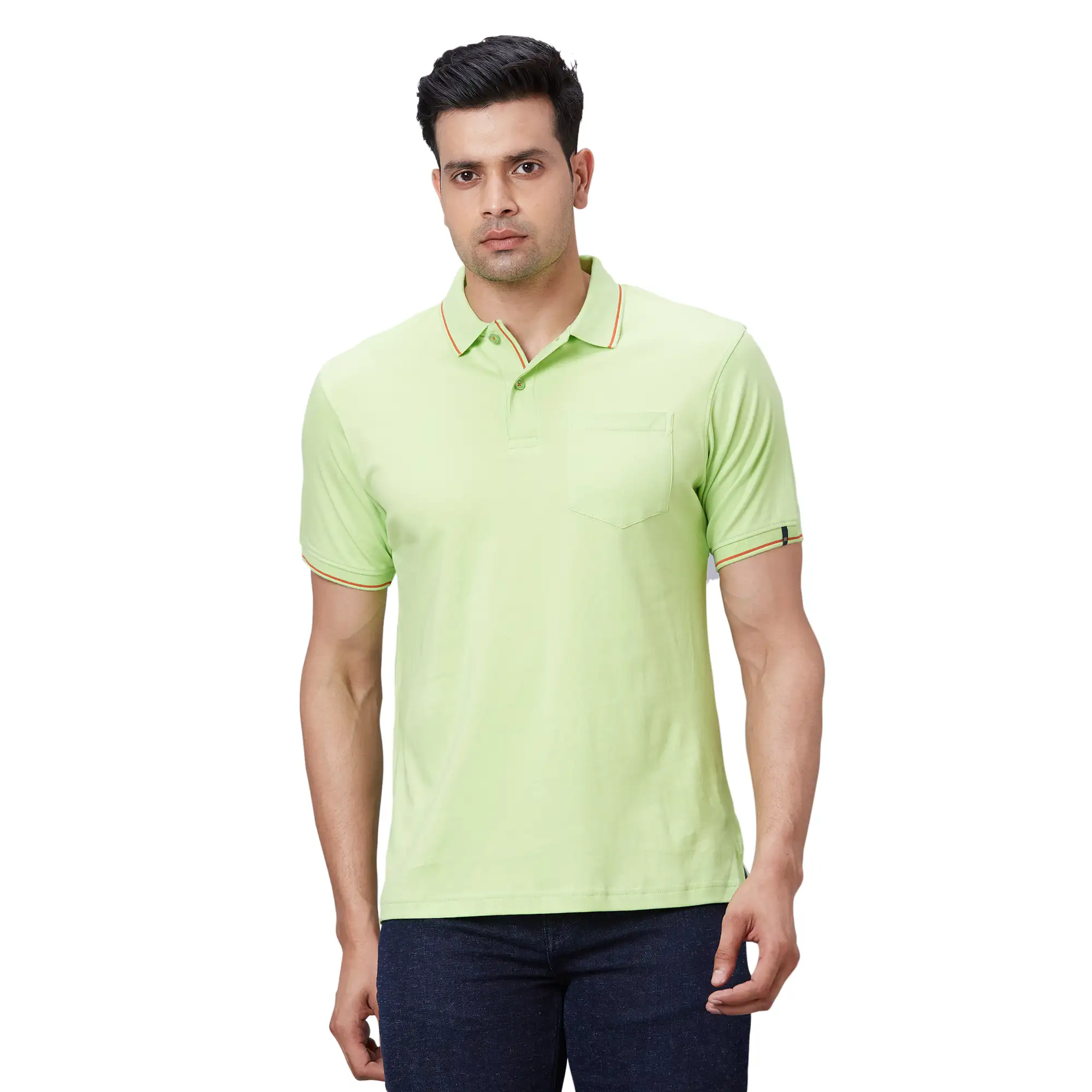 Men Green Regular Fit Solid Knit Cotton T-Shirt