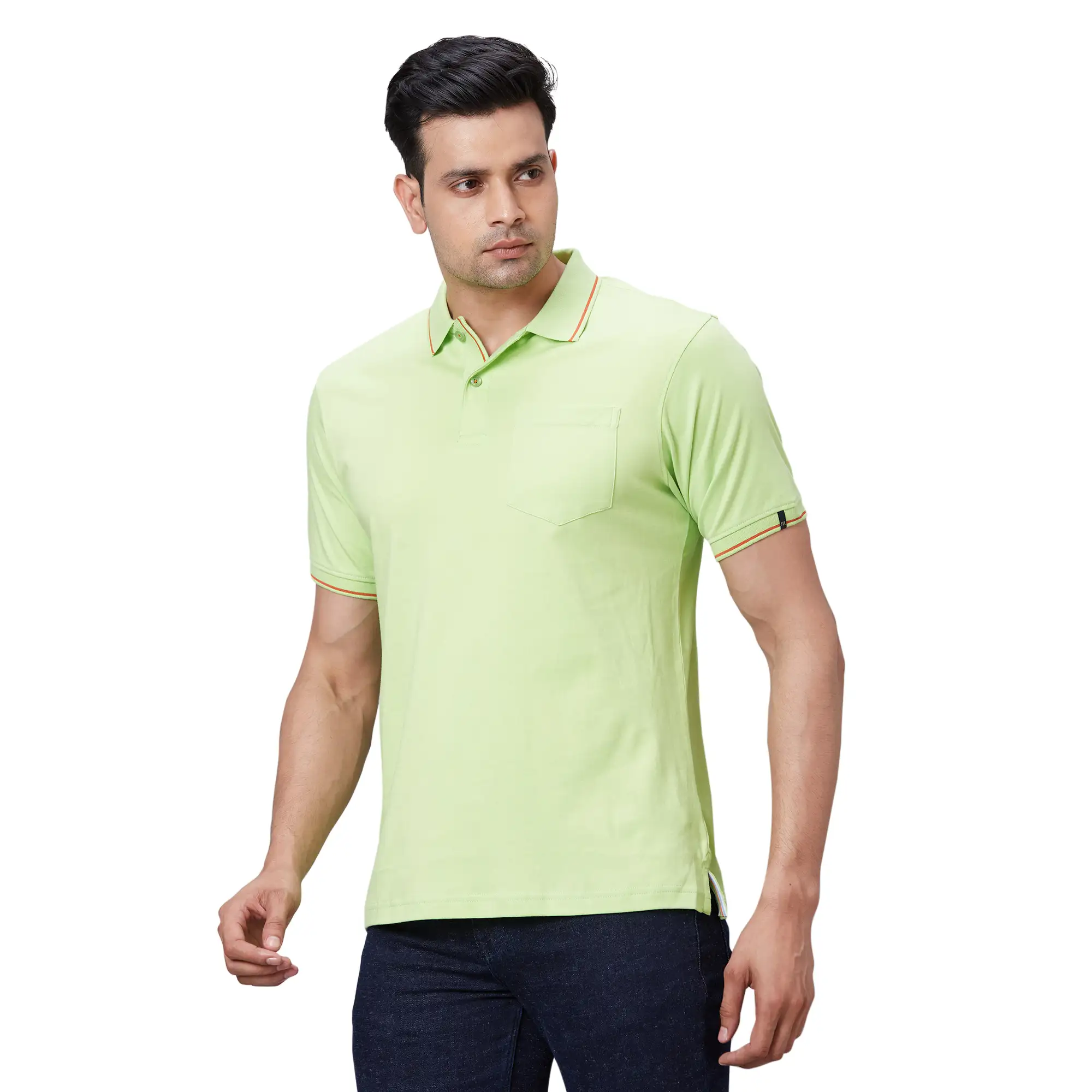 Men Green Regular Fit Solid Knit Cotton T-Shirt - Image 3