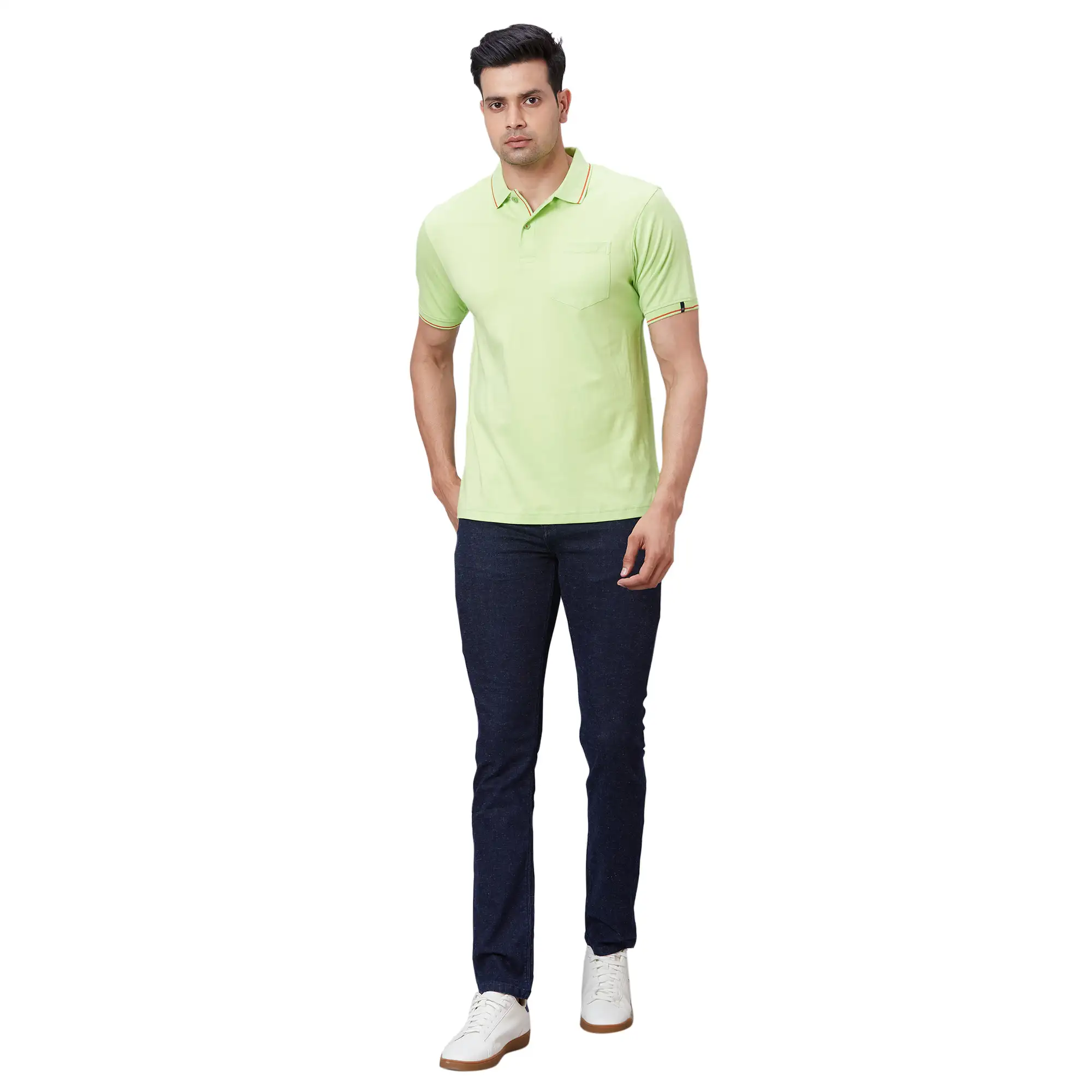 Men Green Regular Fit Solid Knit Cotton T-Shirt - Image 4
