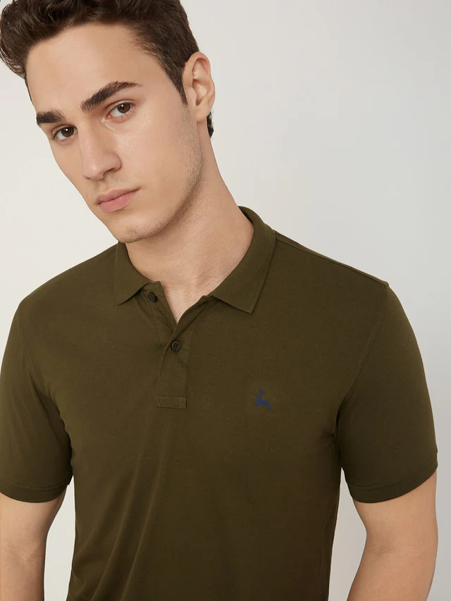 Men Green Regular Fit Solid Polyester Blend Round Neck Collar Polo T-Shirt - Image 6