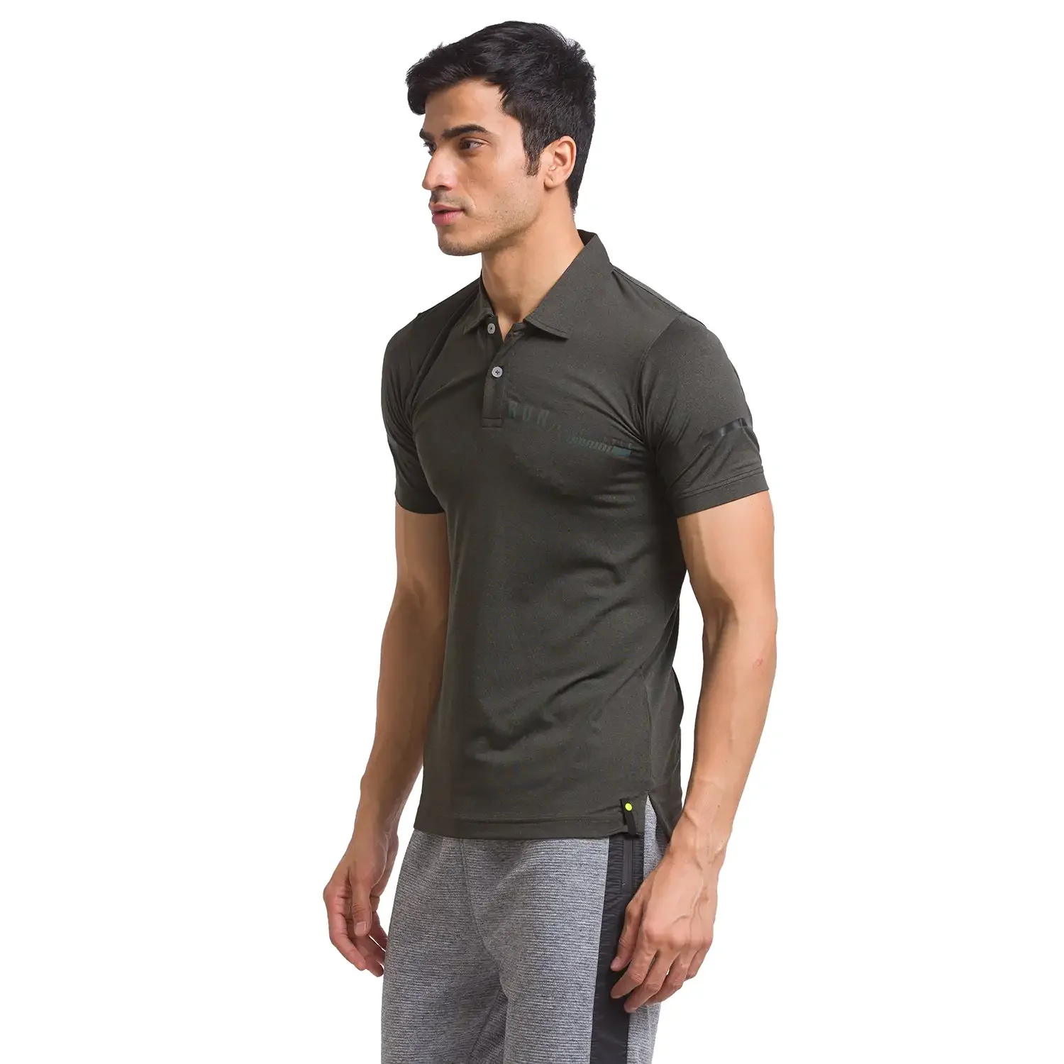 Men Green Regular Fit Solid Polyester Round Neck Collar Polo T-Shirt - Image 3