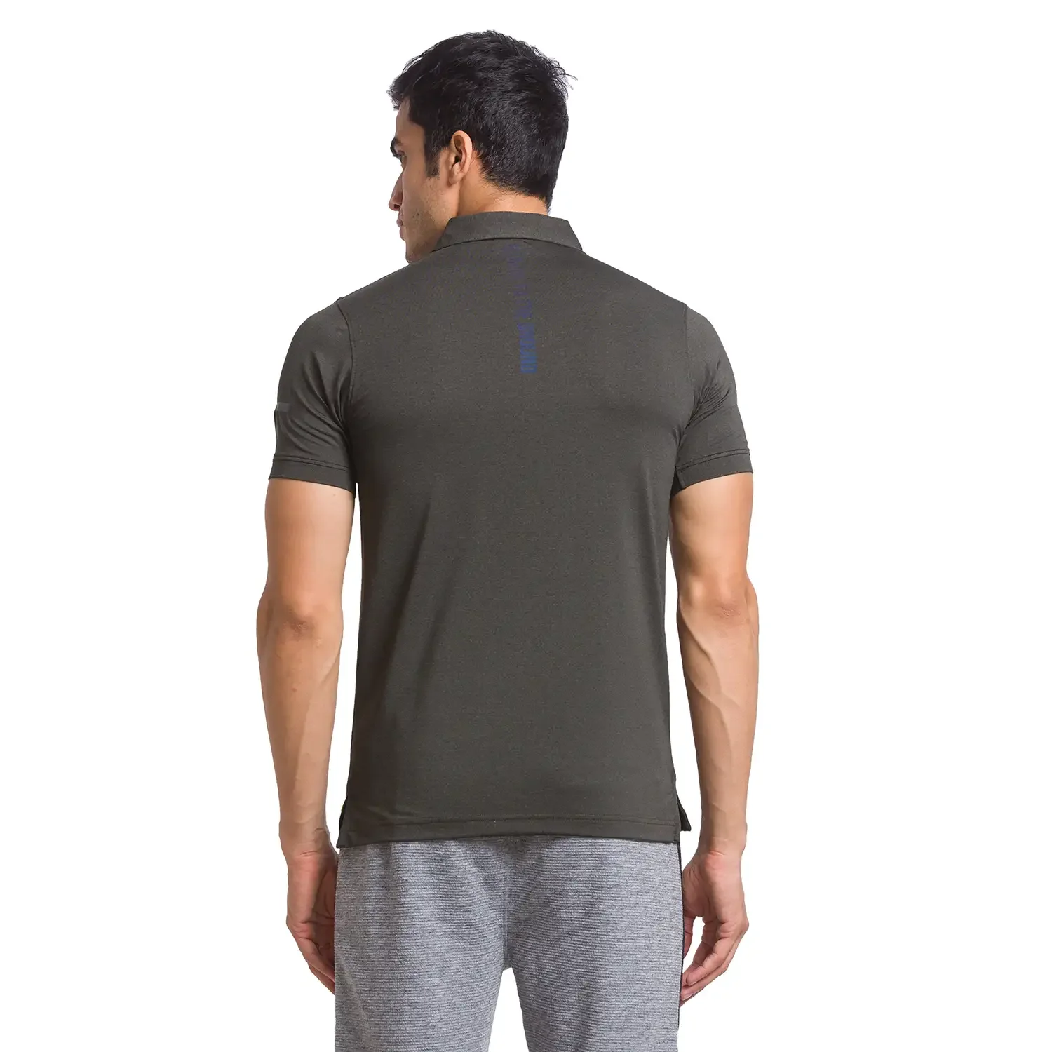 Men Green Regular Fit Solid Polyester Round Neck Collar Polo T-Shirt - Image 4