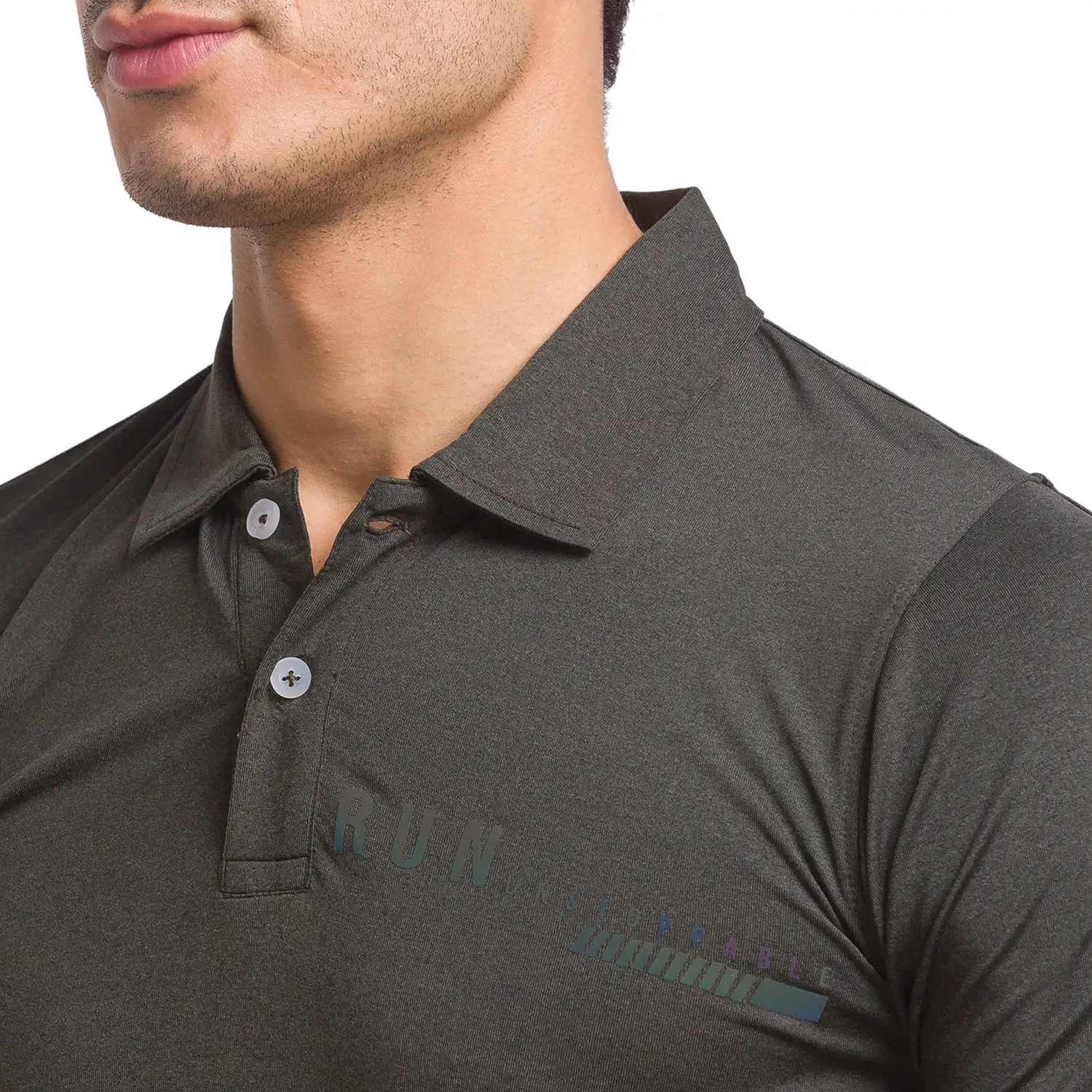 Men Green Regular Fit Solid Polyester Round Neck Collar Polo T-Shirt - Image 6