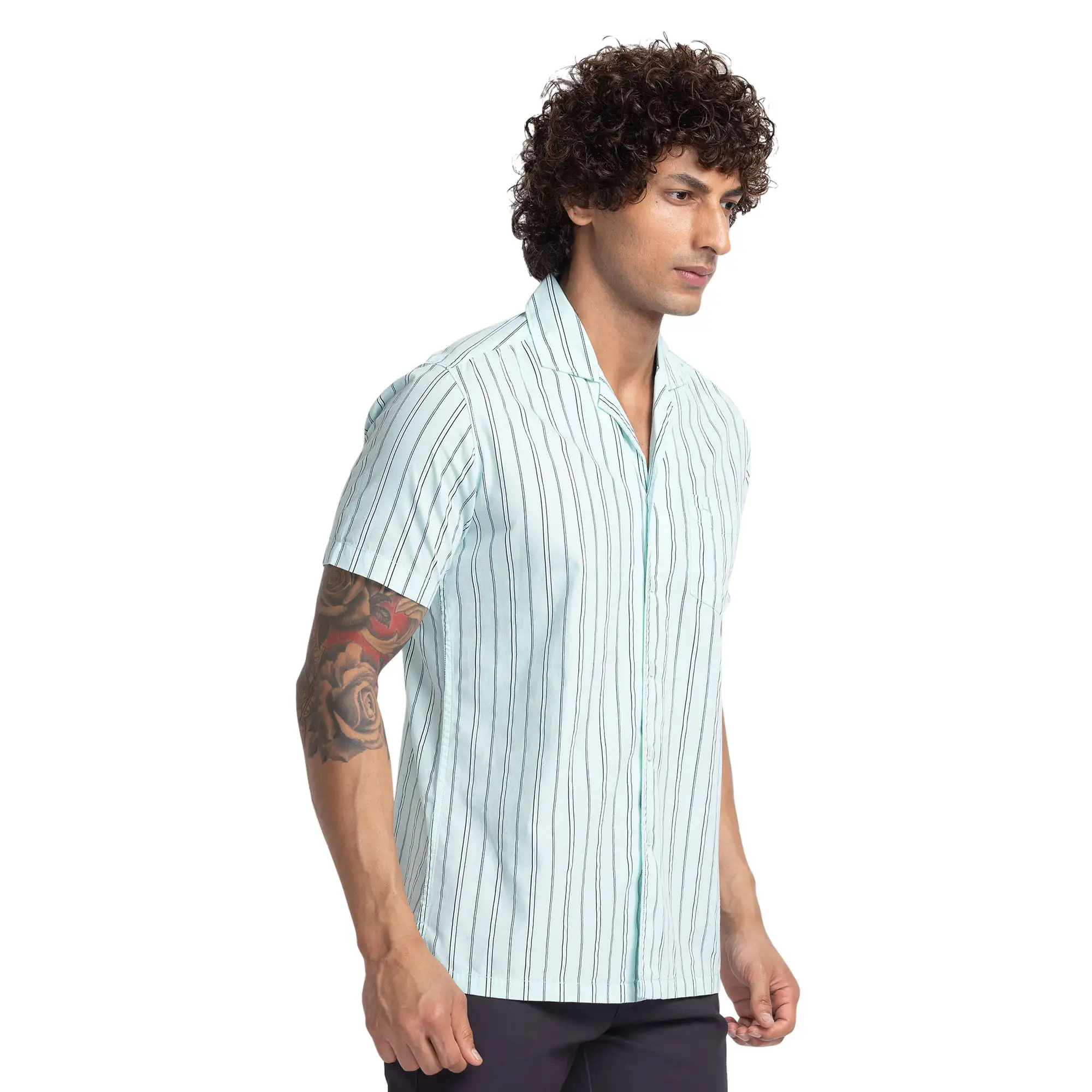 Men Green Resort Fit Print Cotton Half Sleeve Shirts - Image 2