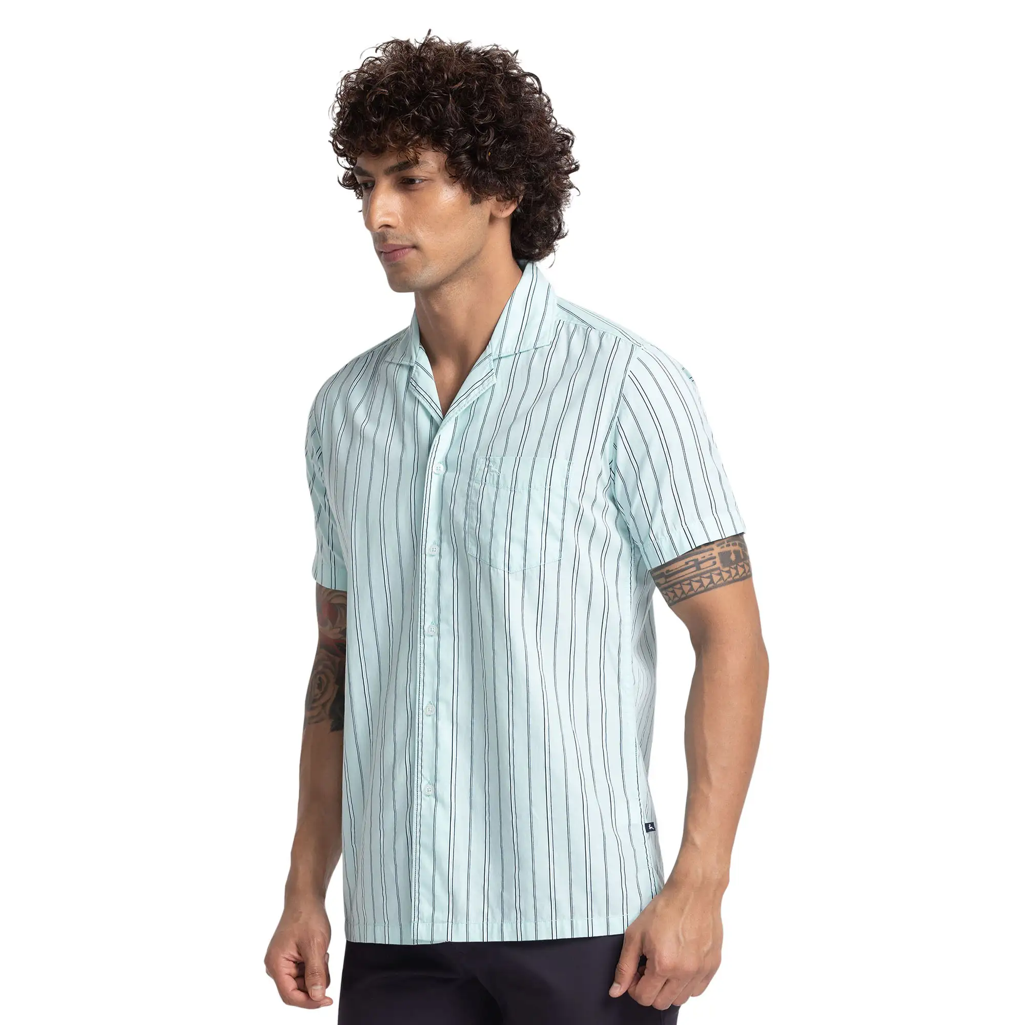 Men Green Resort Fit Print Cotton Half Sleeve Shirts - Image 3