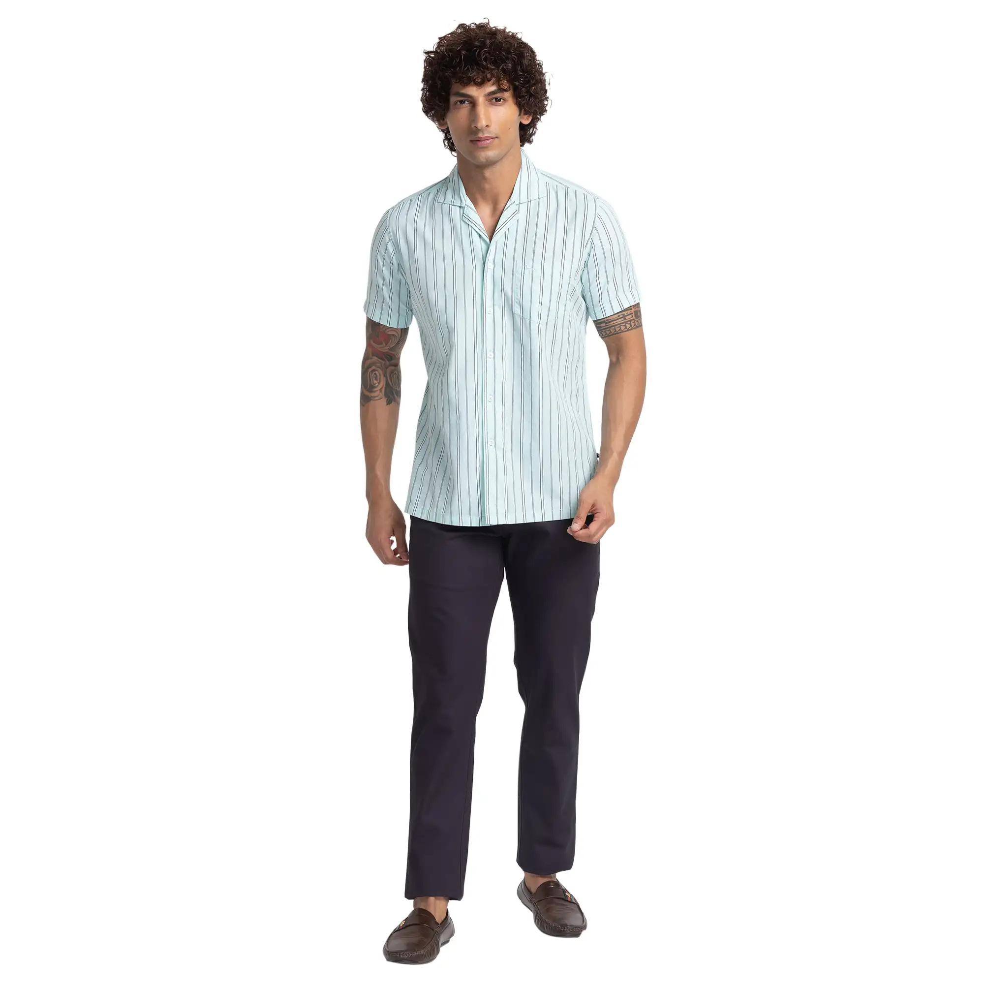 Men Green Resort Fit Print Cotton Half Sleeve Shirts - Image 5