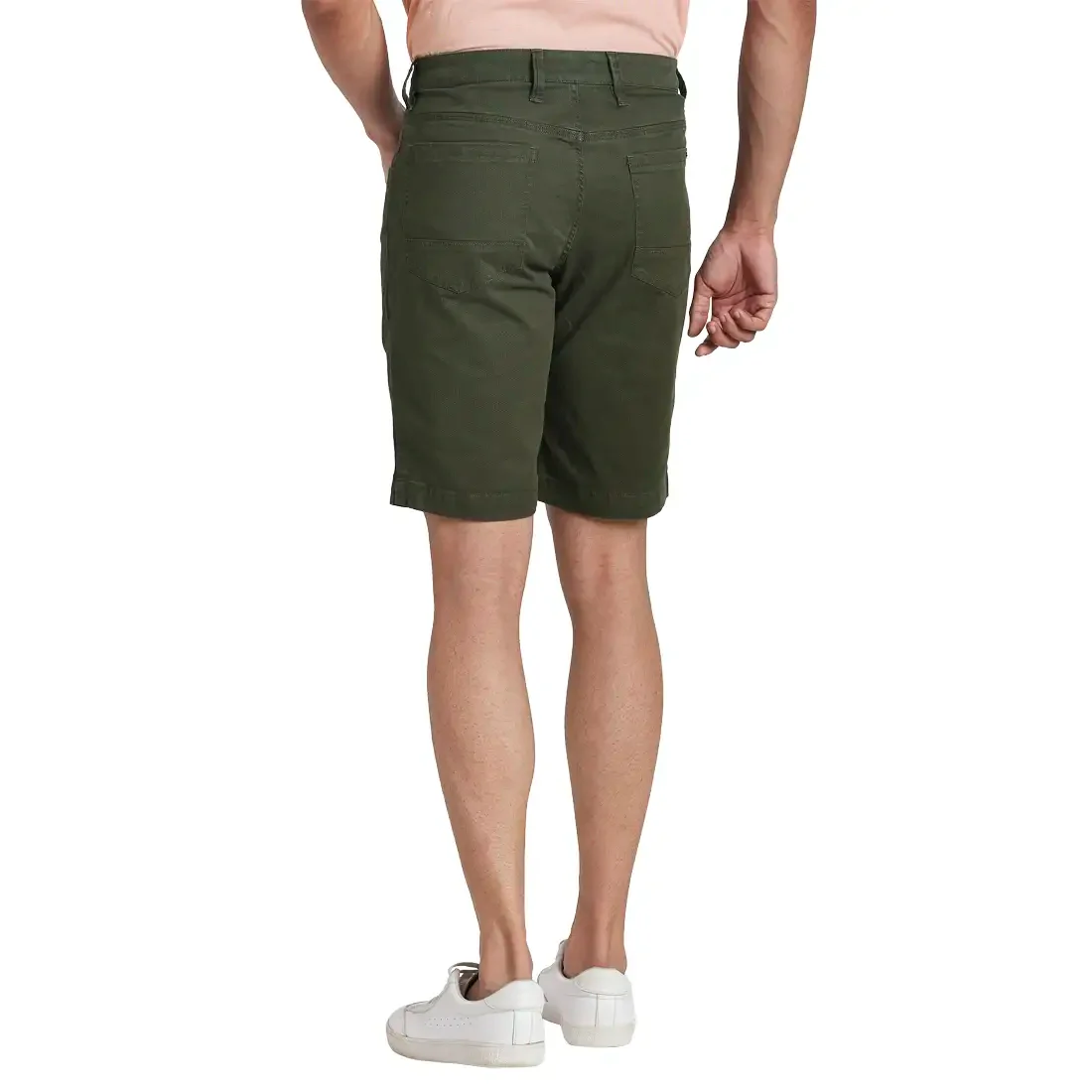 Men Green Resort Fit Solid Cotton Blend Shorts - Image 4