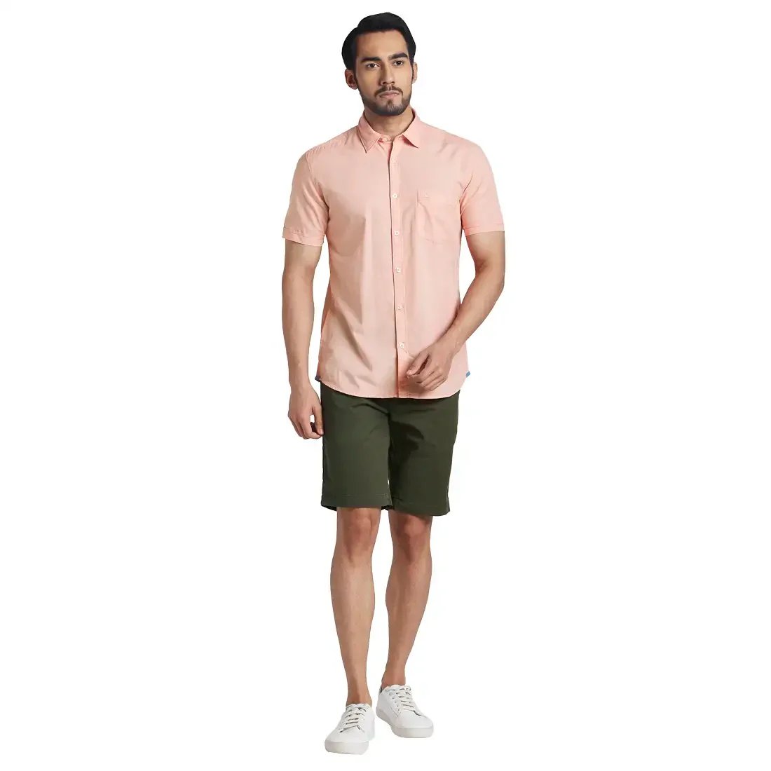 Men Green Resort Fit Solid Cotton Blend Shorts - Image 5