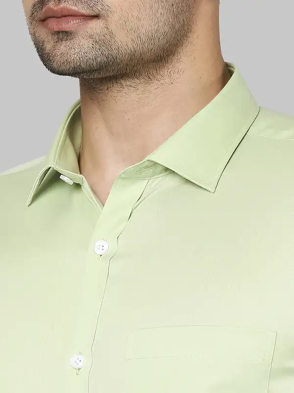 Men Green Slim Fit Chambray Cotton Shirts - Image 6