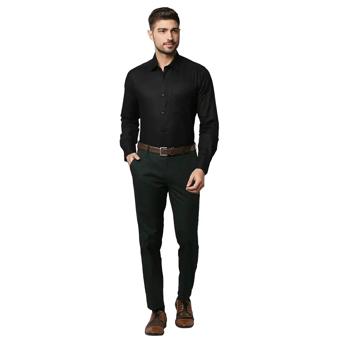 Men Green Slim Fit Checks Cotton Blend Trouser - Image 5